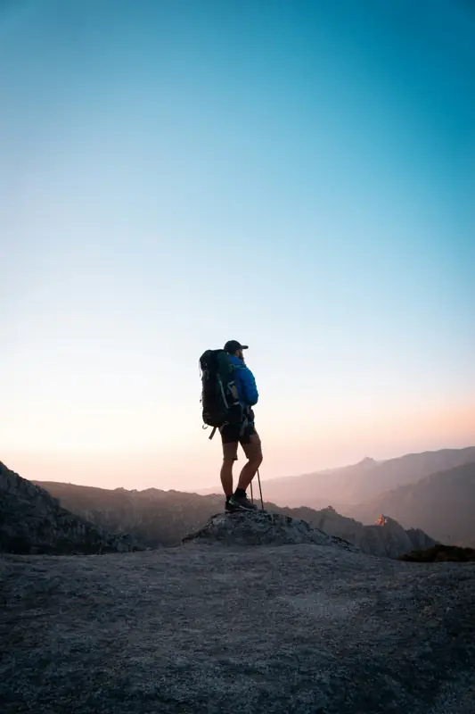 Hiker on a rocky peak
