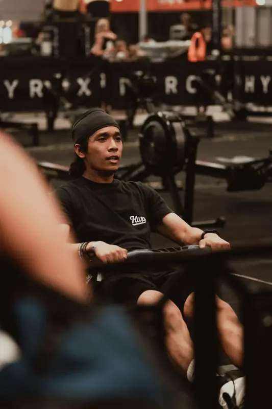 Man on a rowing machine